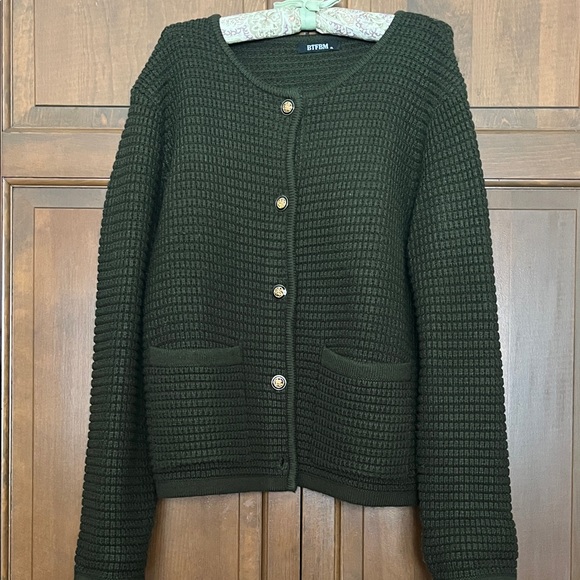 BTFBM Sweaters - Green chunky knit cardigan